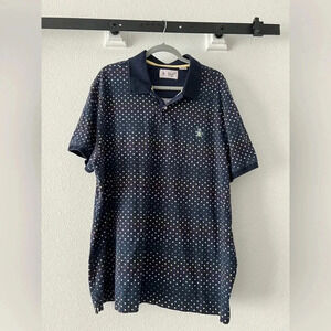 Original Penguin brand men’s polo shirt. 2XL. Navy and multi color dot design.